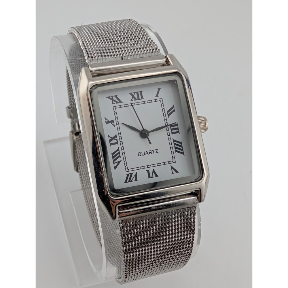 SKC Women's Quartz Watch 26mm Case Silver Mesh Metal Band- New Battery